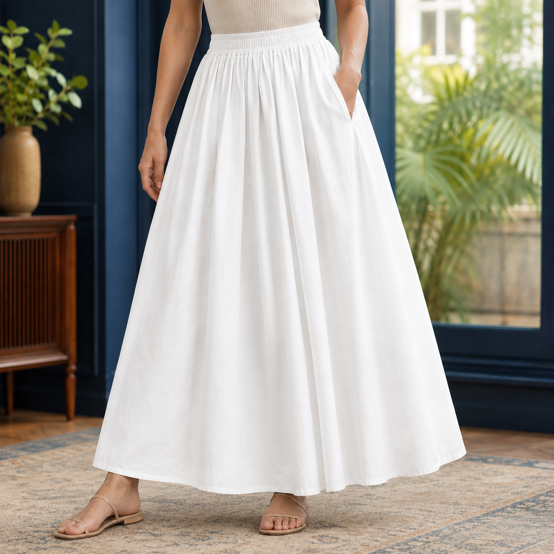 Carlotta Gathered Maxi Skirt - Lead Product Detail
