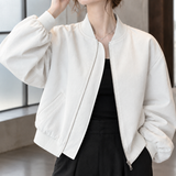 Mara-Claire Cropped Bomber Jacket - Lead Product Detail