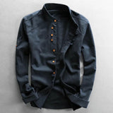 Sapporo Band-Collar Shirt - Navy