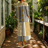 Helena-Sage Patchwork Maxi Dress - Lead Alternate View