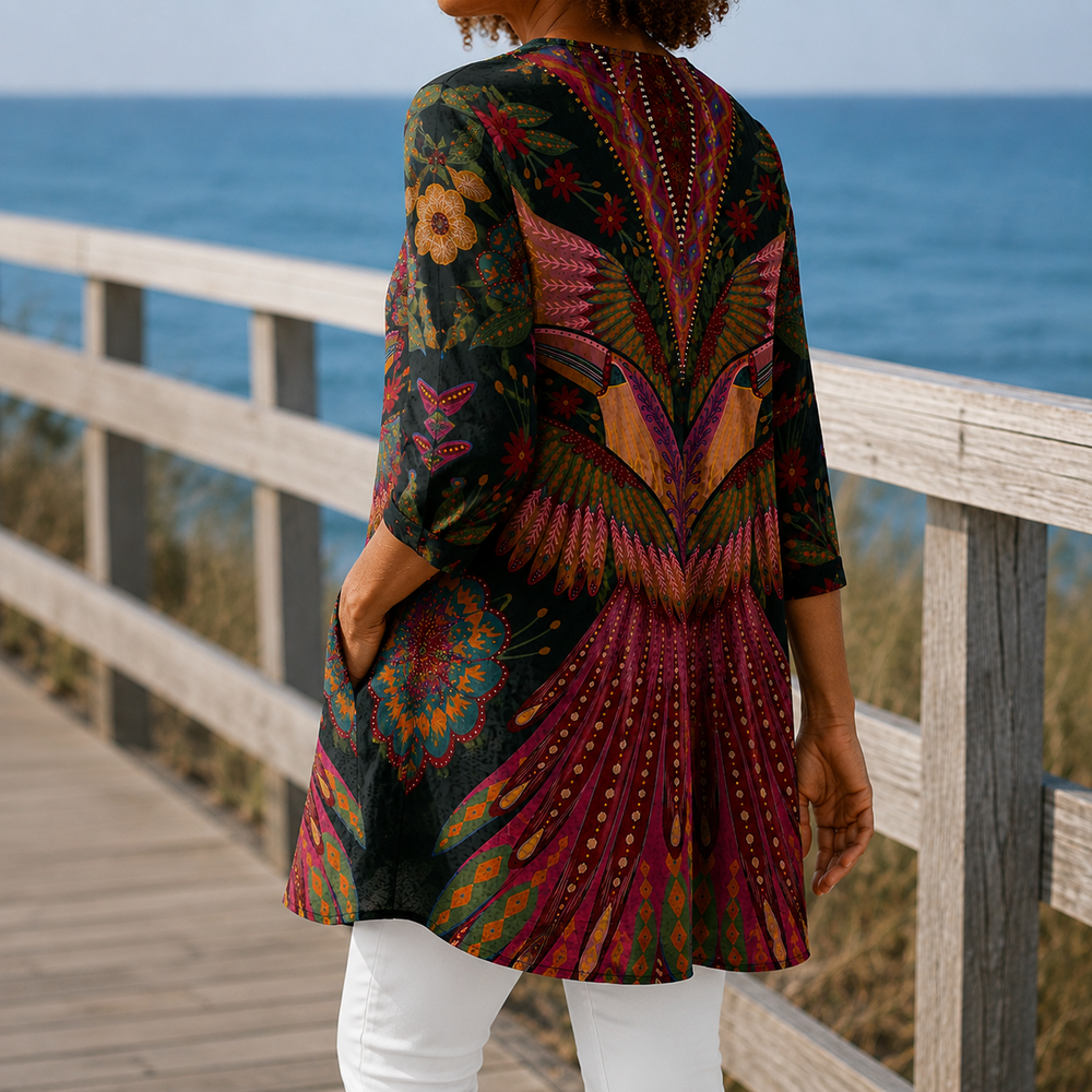Carmen-Elise V-Neck Tunic - Lead Alternate View