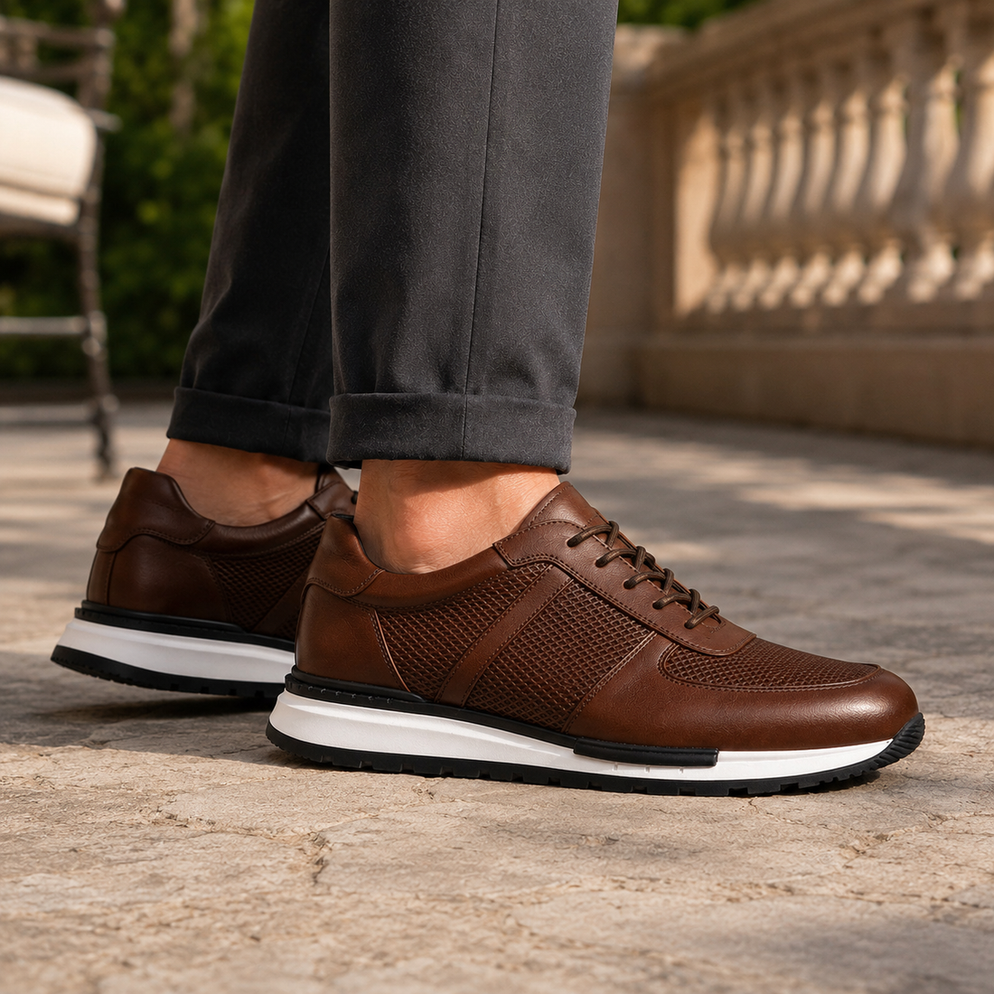 Marcello Leather Sneakers - Lead Alternate View