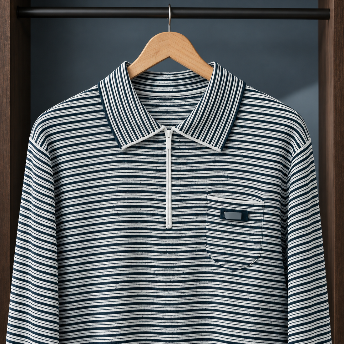 Oriane-Hope Striped Polo Sweater - Lead Product Detail