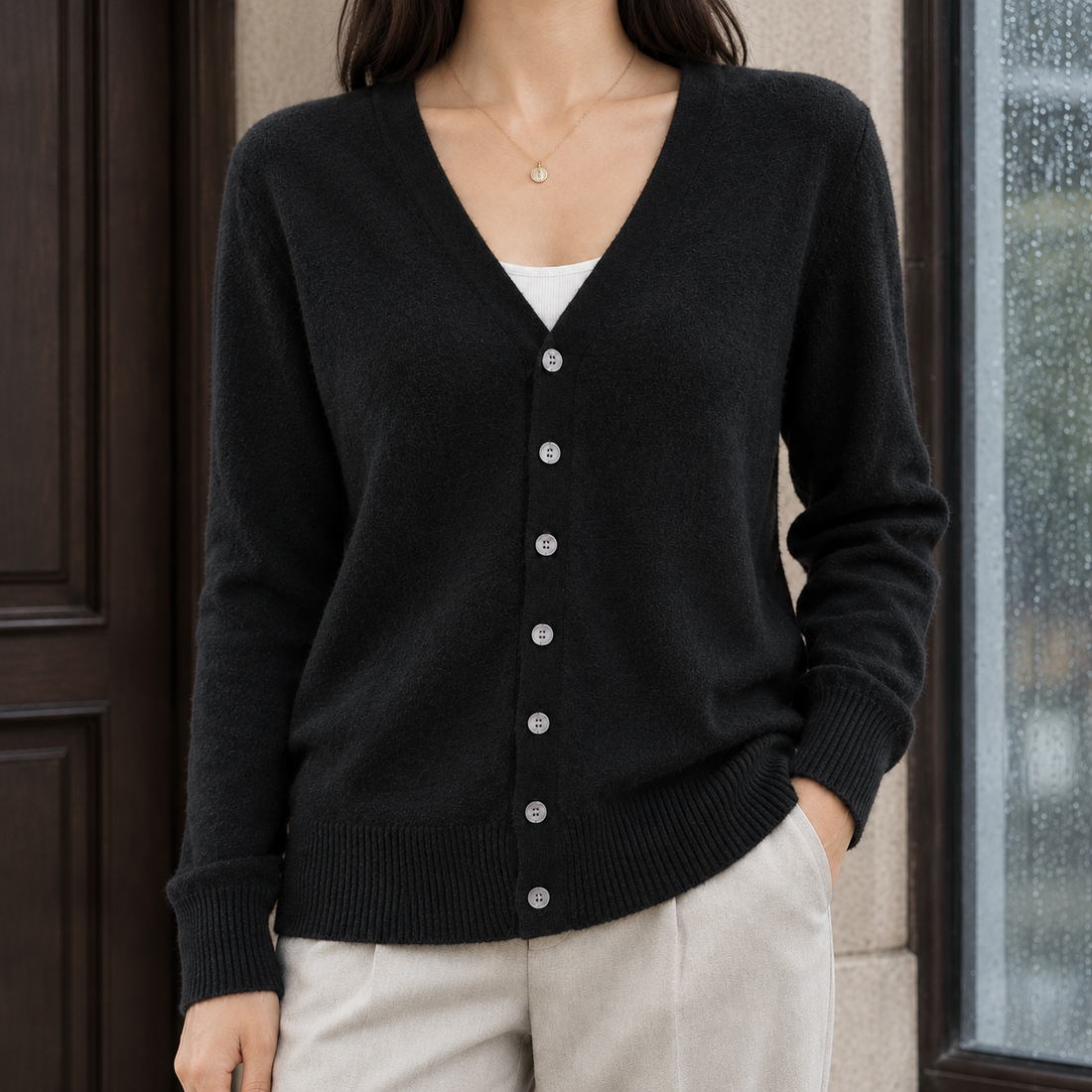 Stella-June V-Neck Cardigan - Lead Product Detail