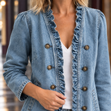 Georgina-Lane Ruffle Denim Jacket - Lead Product Detail