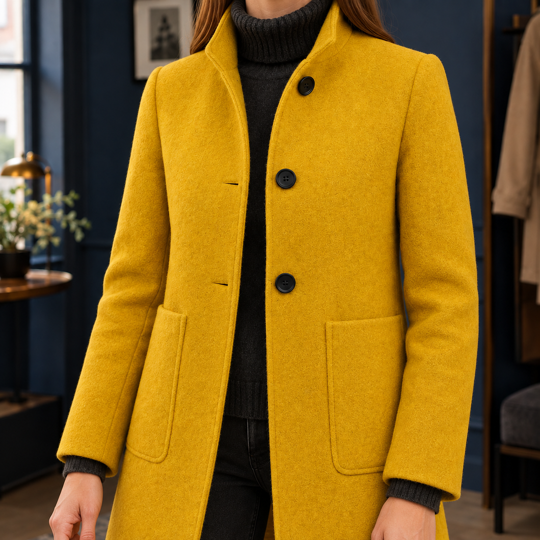 Ilaria-Skye Stand Collar Coat - Lead Product Detail