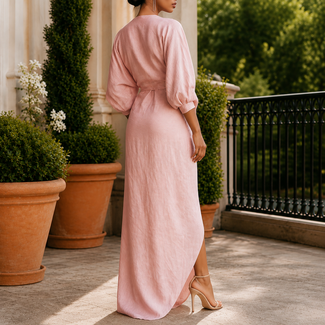 Nina Draped Maxi Dress - Lead Alternate View