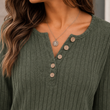 Maia-Jade Ribbed Henley Top - Lead Product Detail