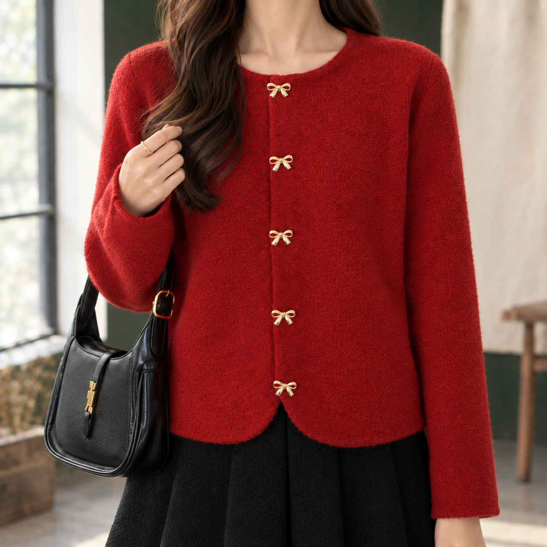 Jade-Marie Bow Button Cardigan - Lead Product Detail