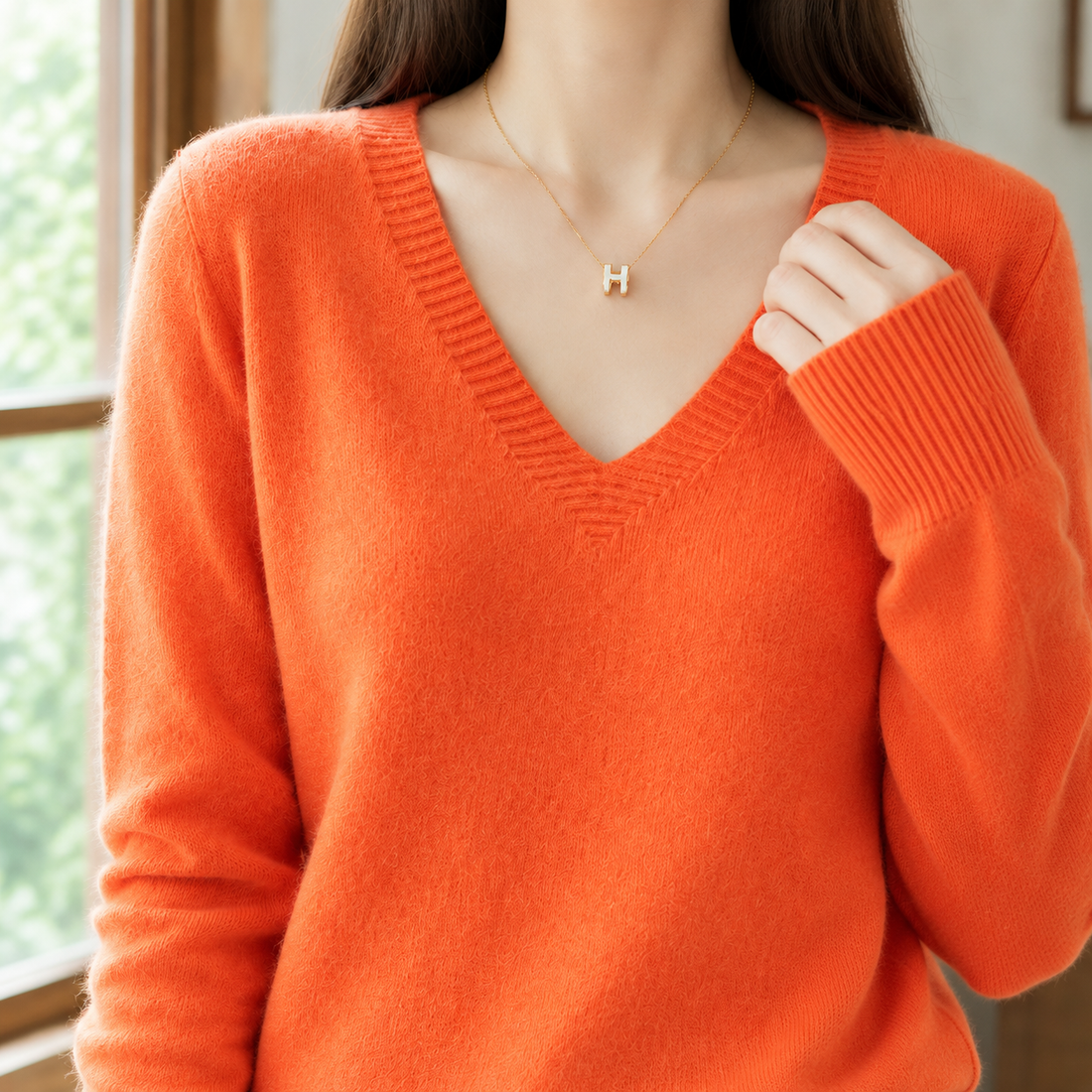Evadne V Neck Sweater - Lead Product Detail