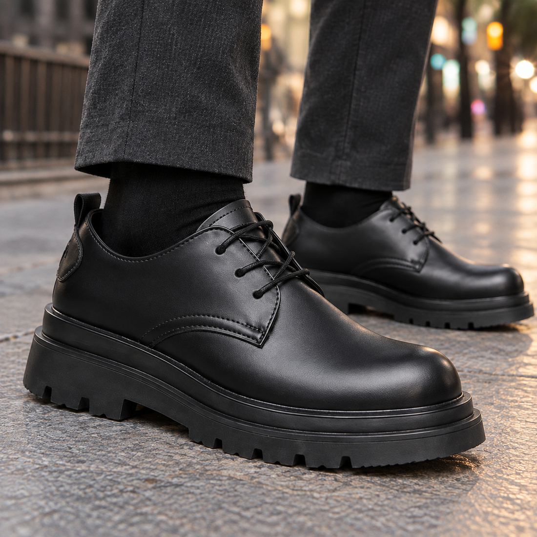 Corleone-Lucca Chunky Derby Shoes - Lead Product Detail