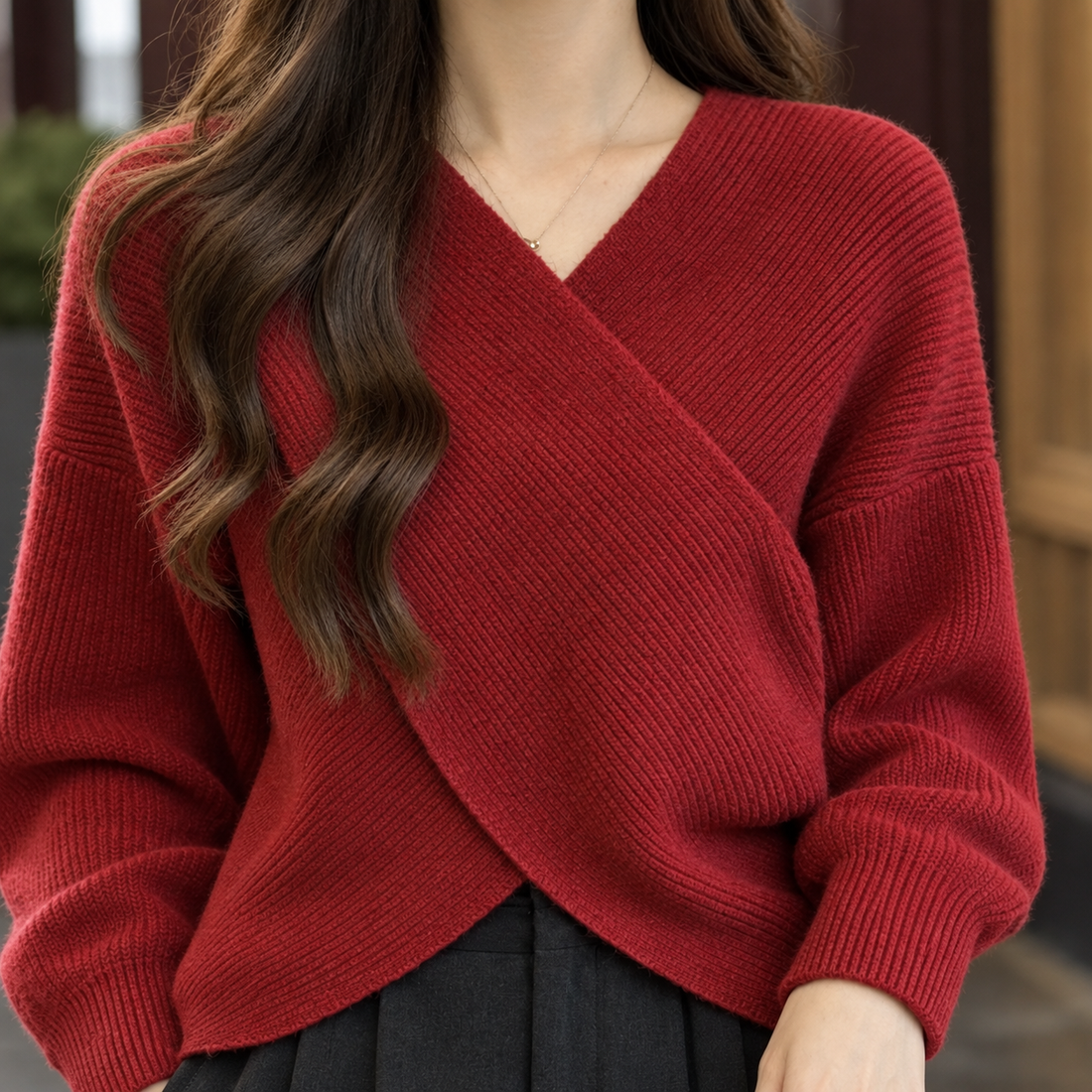 Joelle-Marie Crossover Sweater - Lead Product Detail