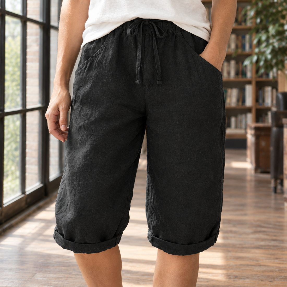 Olympia-Louise Relaxed Capri Pants - Lead Product Detail