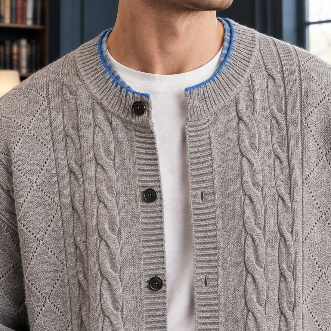 Hugh Cable Cardigan - Lead Product Detail