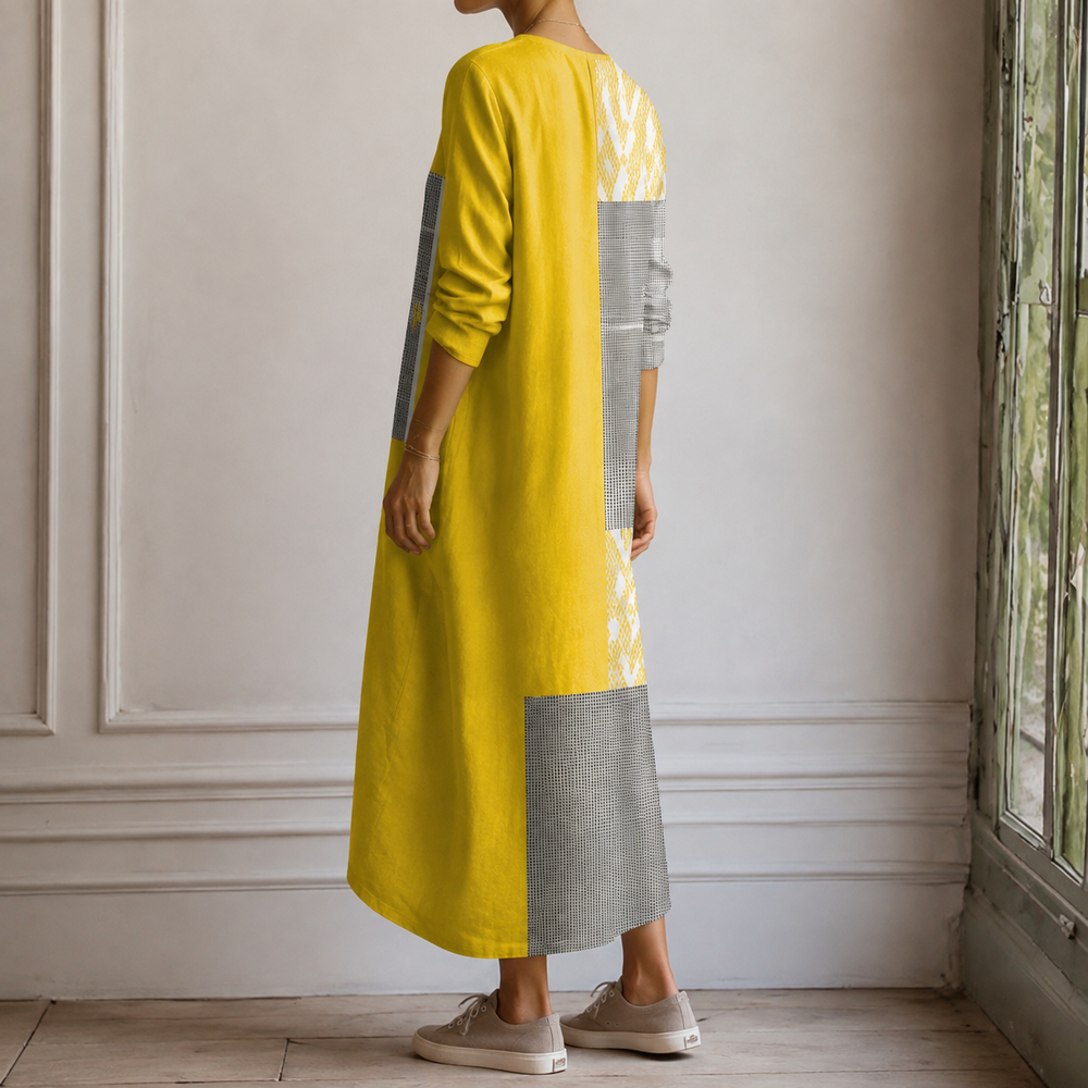 Isabeau-Eve Patchwork Dress - Lead Alternate View