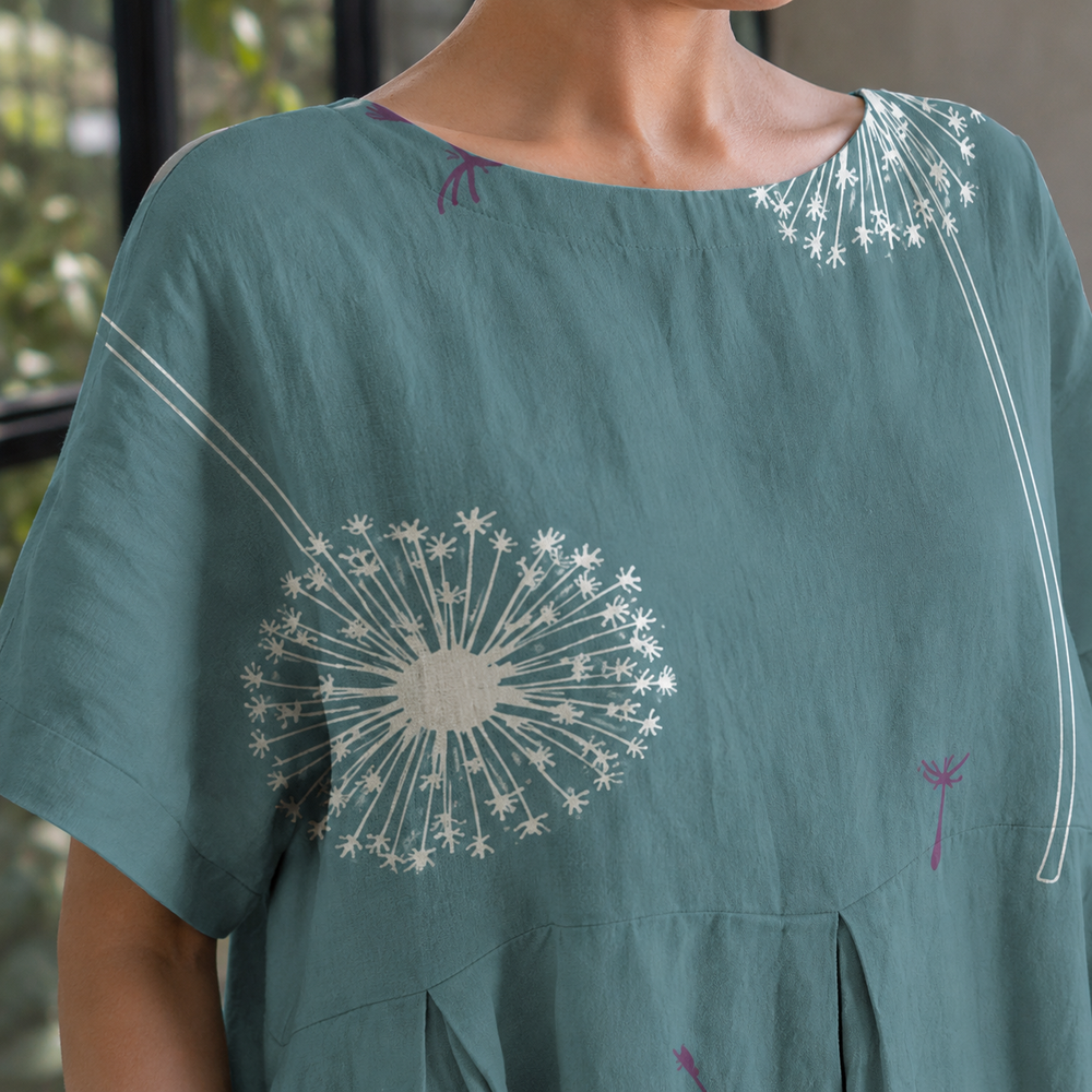 Bernadette-Sage Dandelion Print Dress - Lead Product Detail