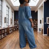 Celeste Off Shoulder Jumpsuit - Lead Alternate View