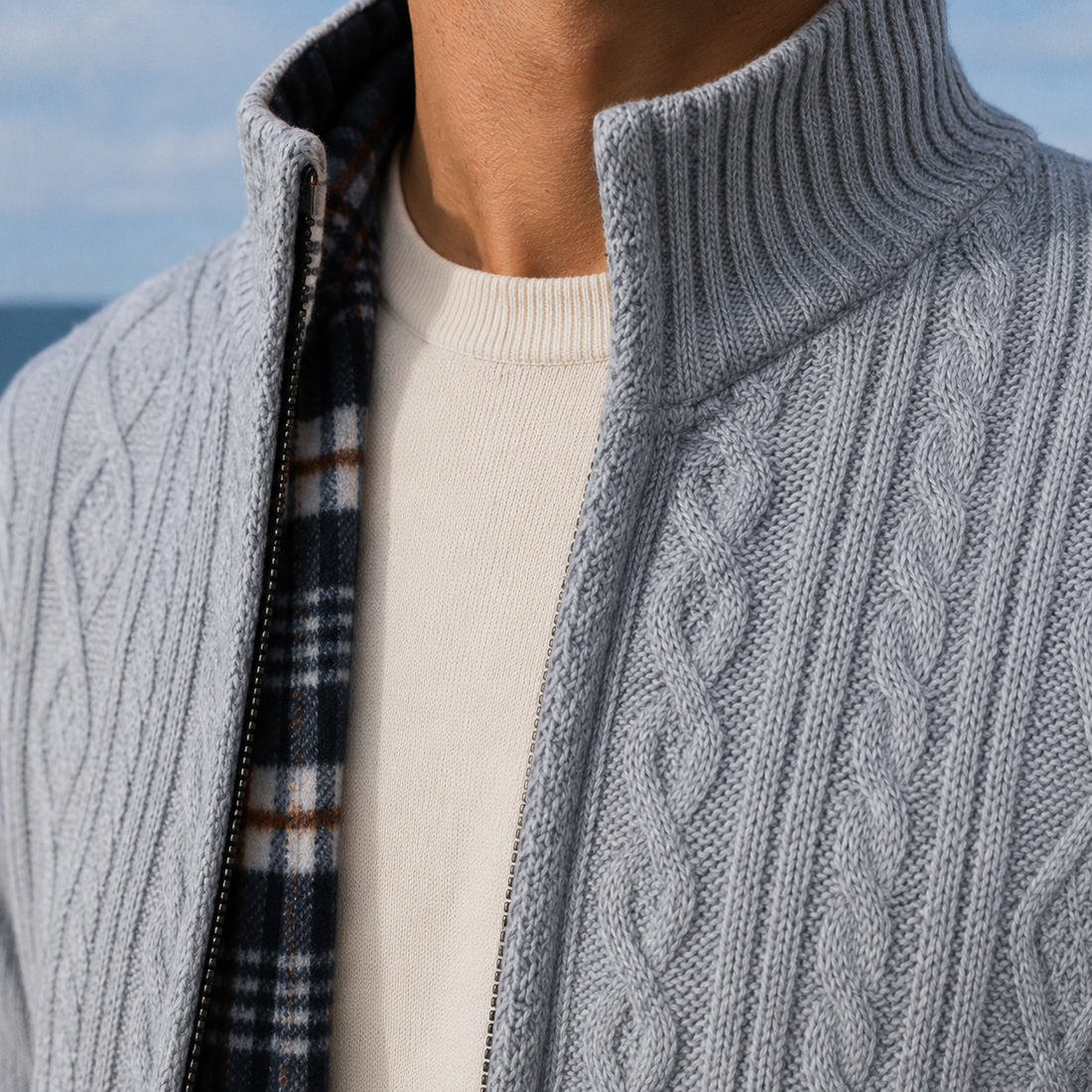 Wyatt Cable Knit Cardigan - Lead Product Detail