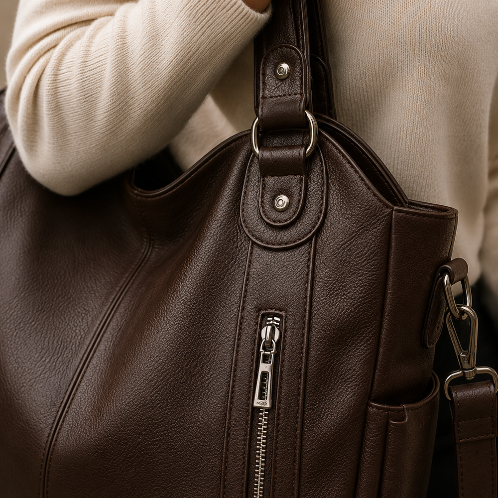 Farina Zip Pocket Tote - Lead Product Detail