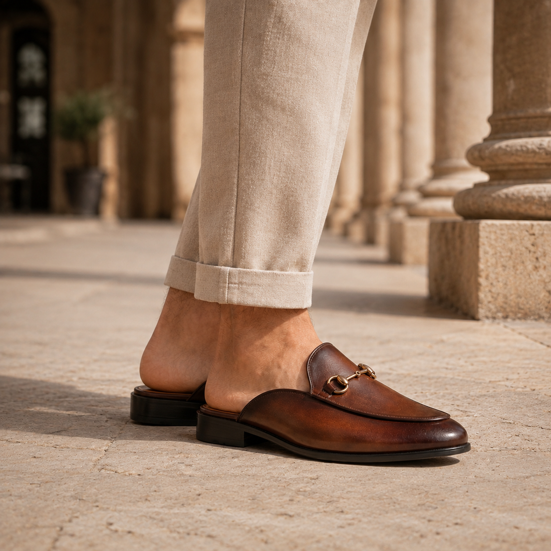 Marcello Leather Mules - Lead Alternate View