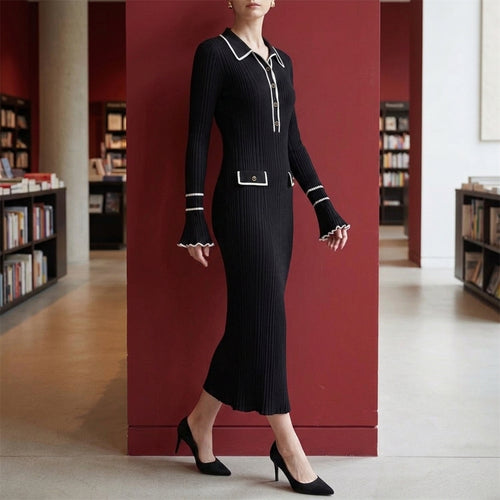 Amelie Ribbed Midi Dress - Lead Alternate View