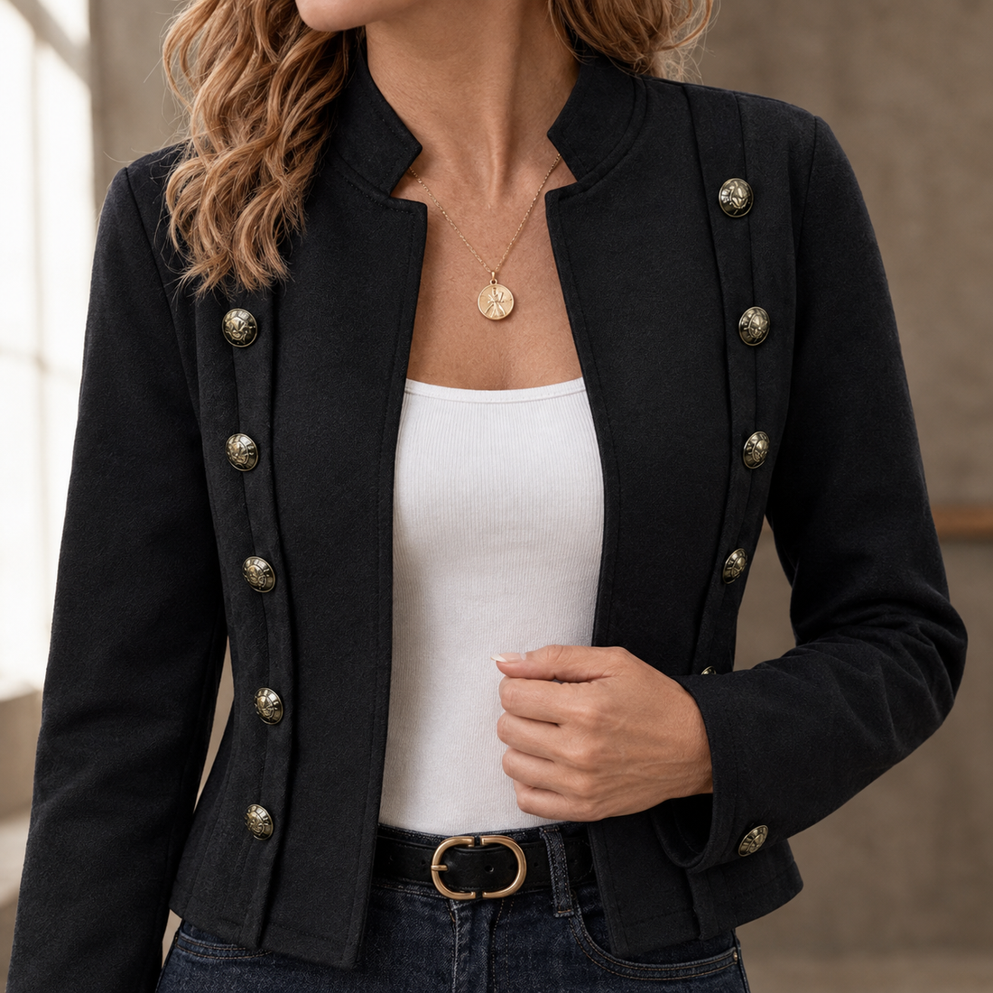 Magdalena-Elise Military Jacket - Lead Product Detail