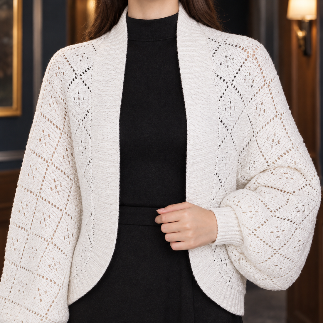 Ancelin-Faye Openwork Cardigan - Lead Product Detail