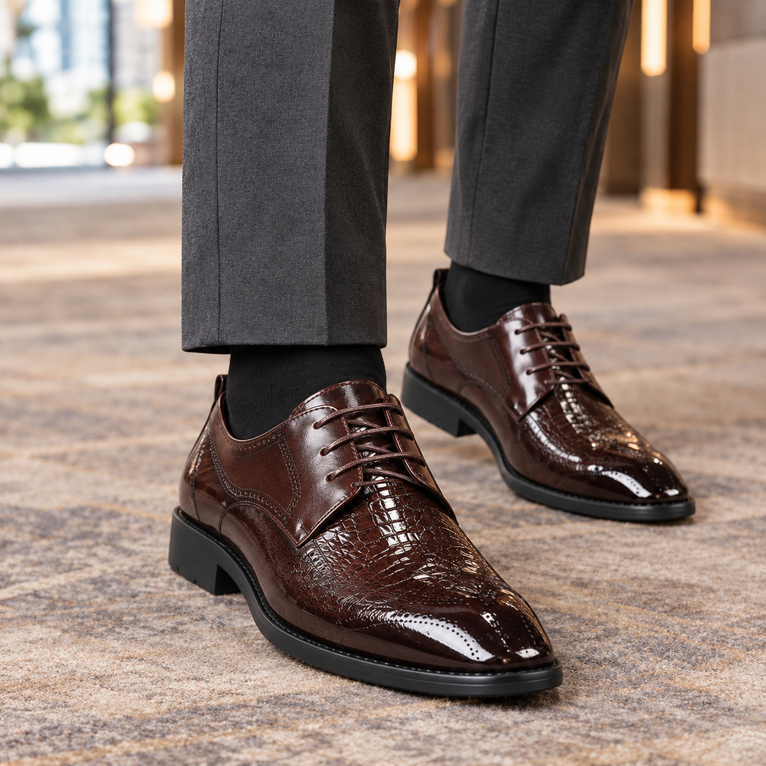 Bellagio-Como Leather Derby Shoes - Brown