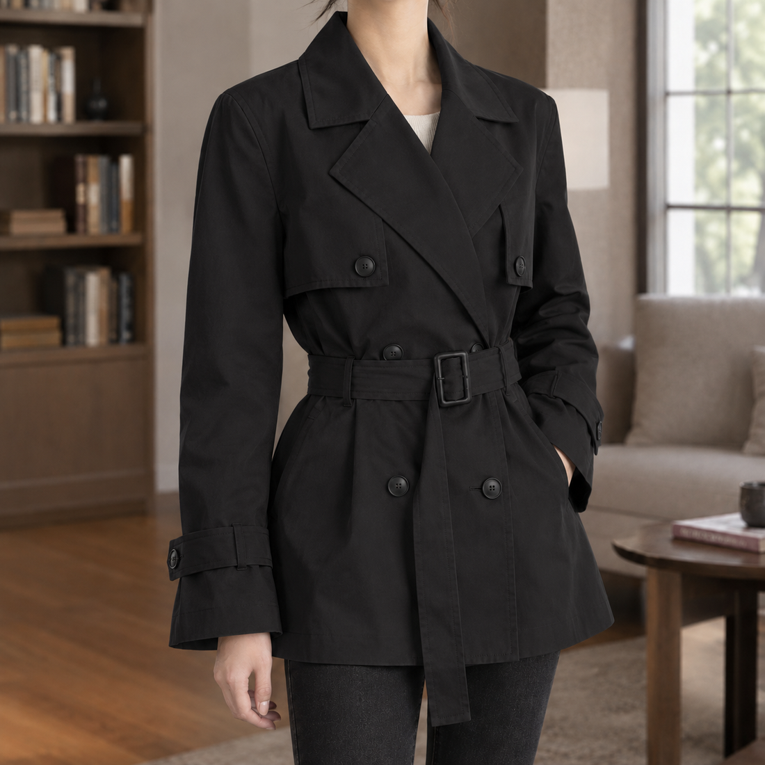 Caitlin-Belle Belted Jacket - Black
