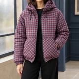 Anouk-Grace Plaid Hooded Jacket - Red Plaid