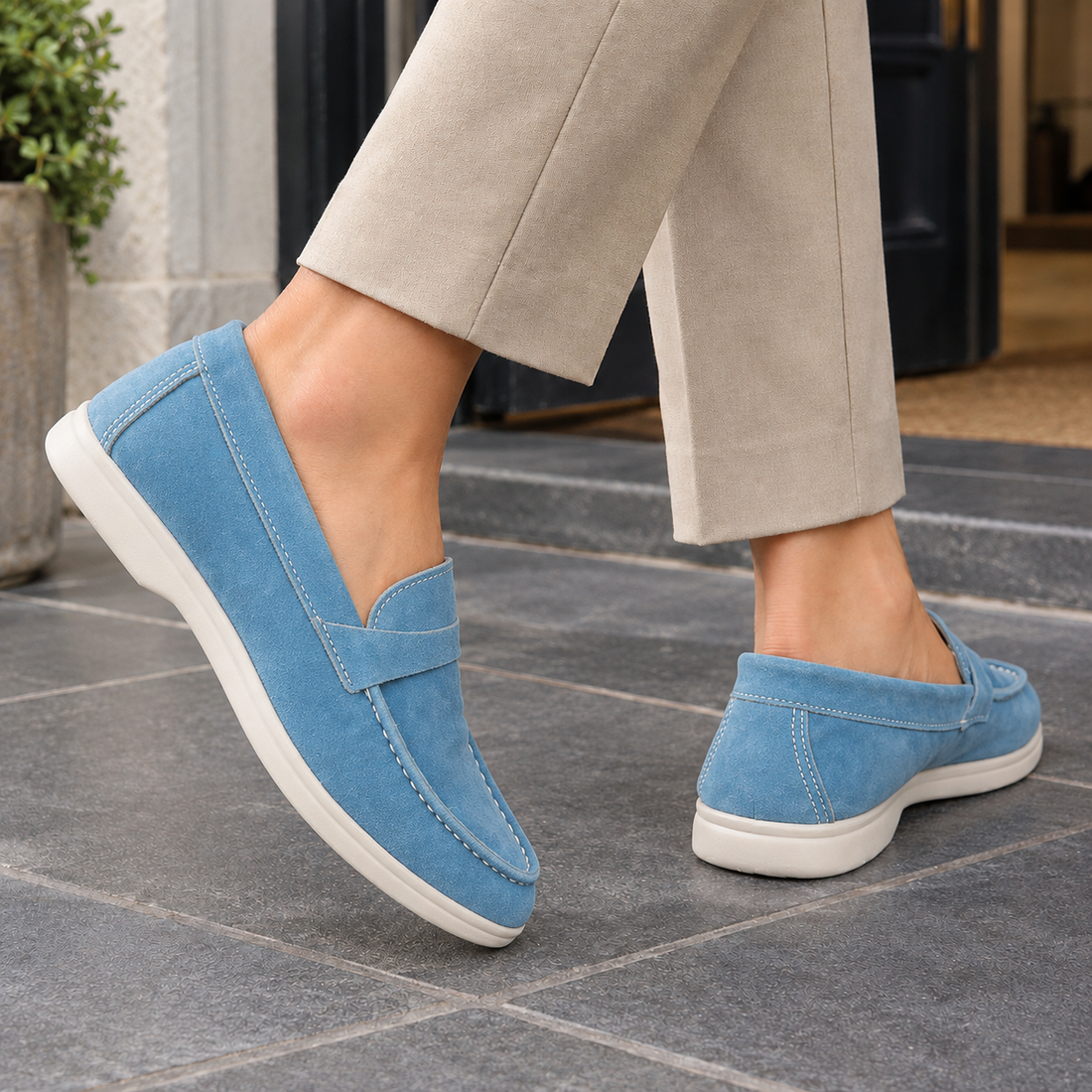 Fornari-Torino Suede Loafers - Sky Blue