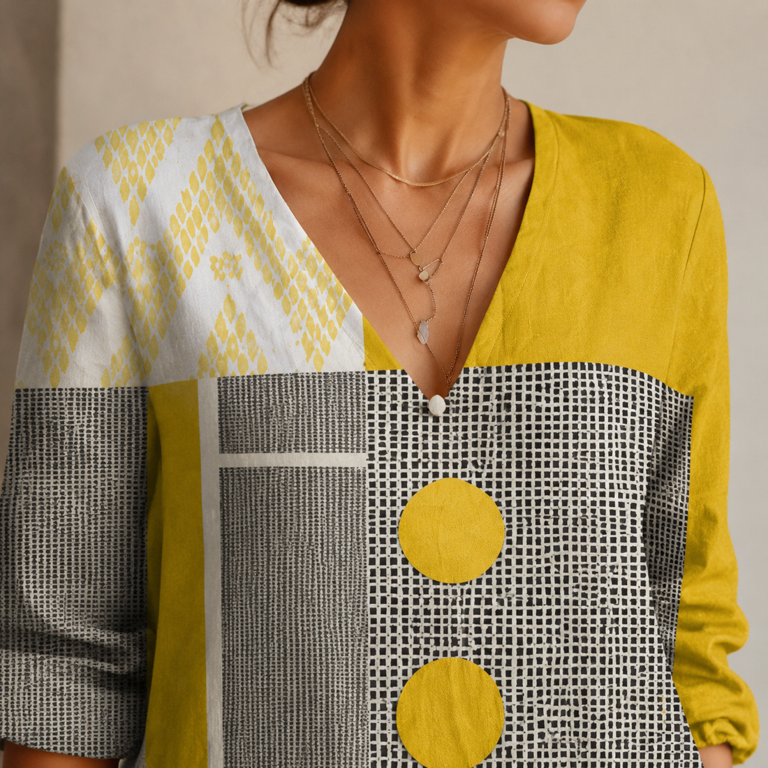 Isabeau-Eve Patchwork Dress - Lead Product Detail