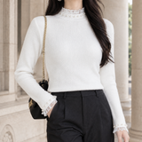 Idalia-Rae Pearl Trim Sweater - White