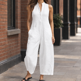Melisande Barrel Leg Jumpsuit - White