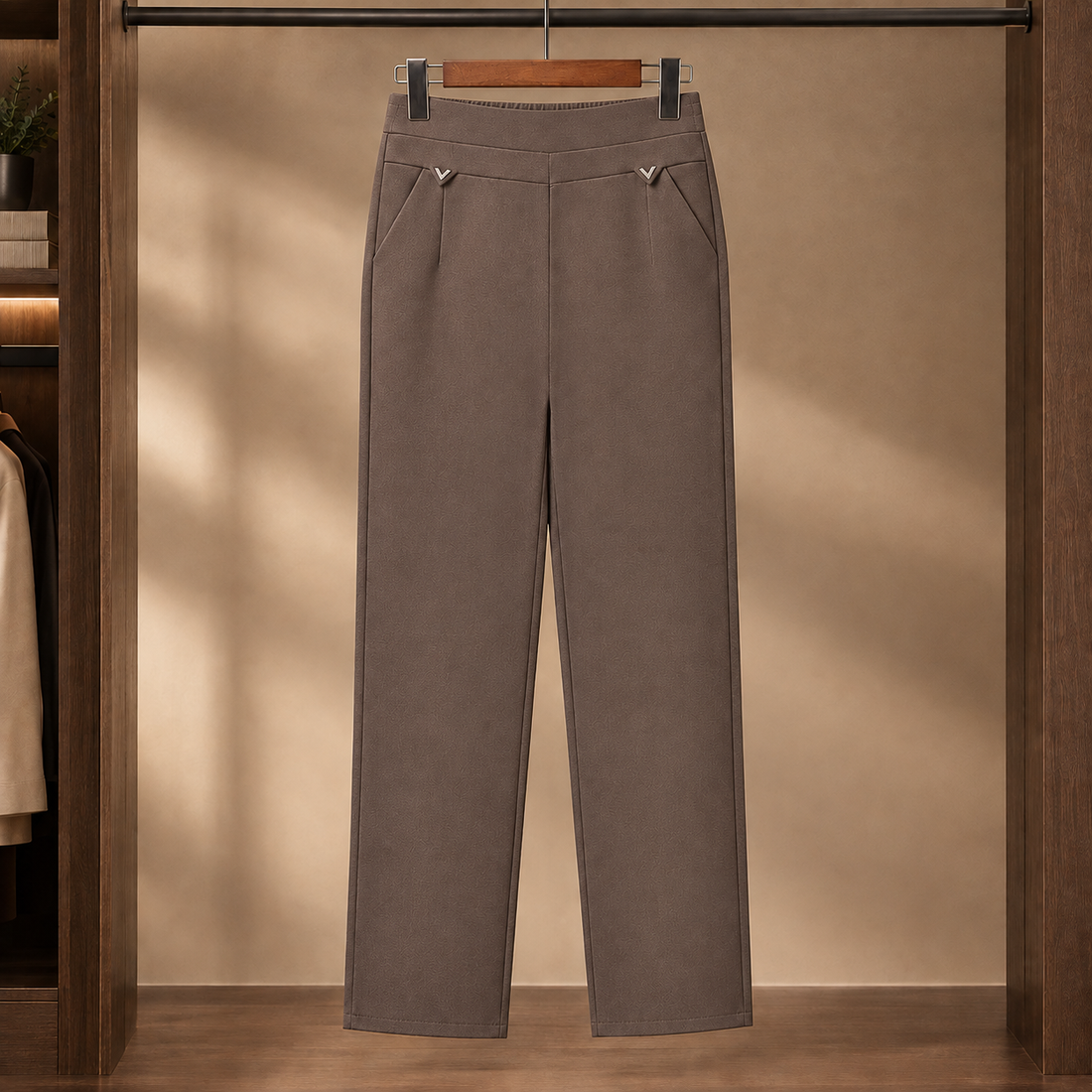 Esther-Hope Straight Leg Pants - Khaki