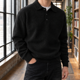 Alderic Chenille Polo Sweater - Black