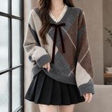 Alexia-Lane Argyle Sweater - Gray