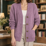 Susannah Cable Knit Cardigan - Purple
