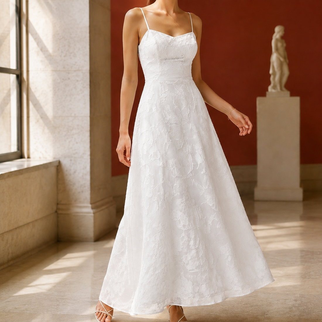 Fabienne Textured Maxi Dress - White
