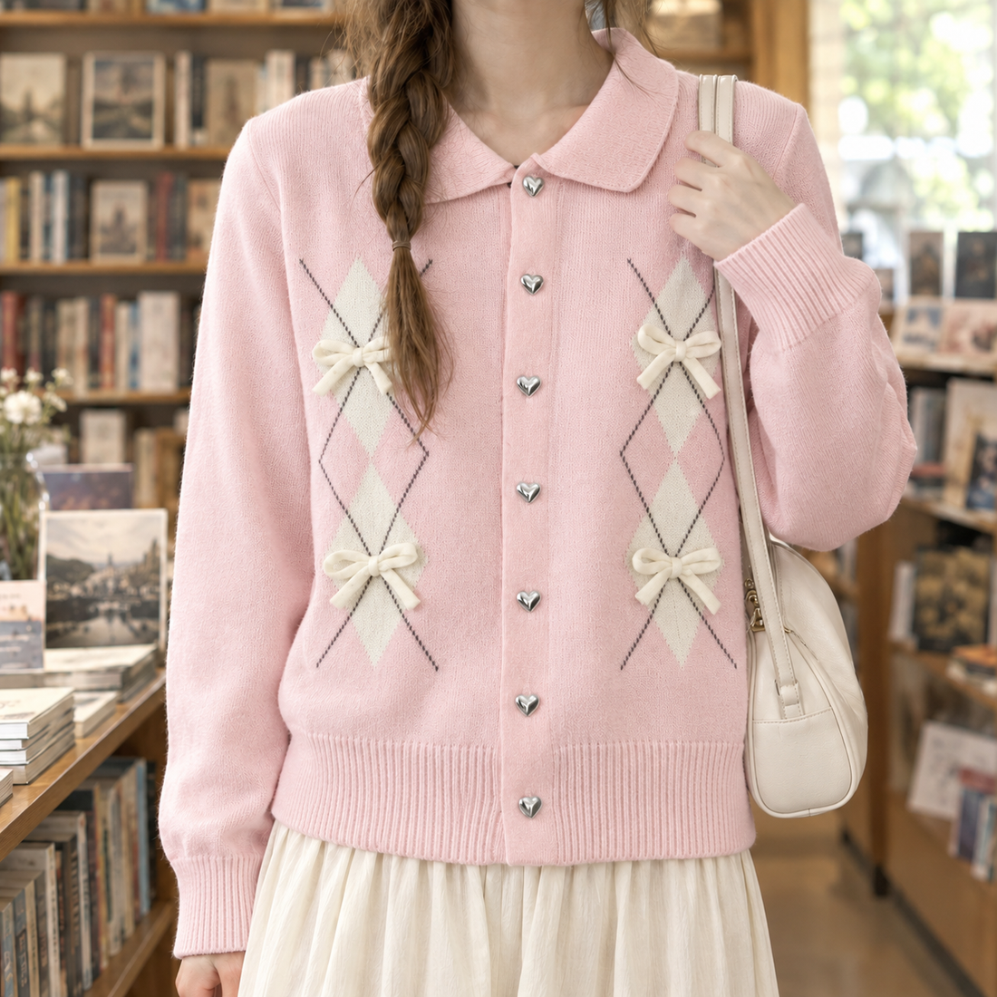 Hazel-Rae Bow Cardigan - Pink