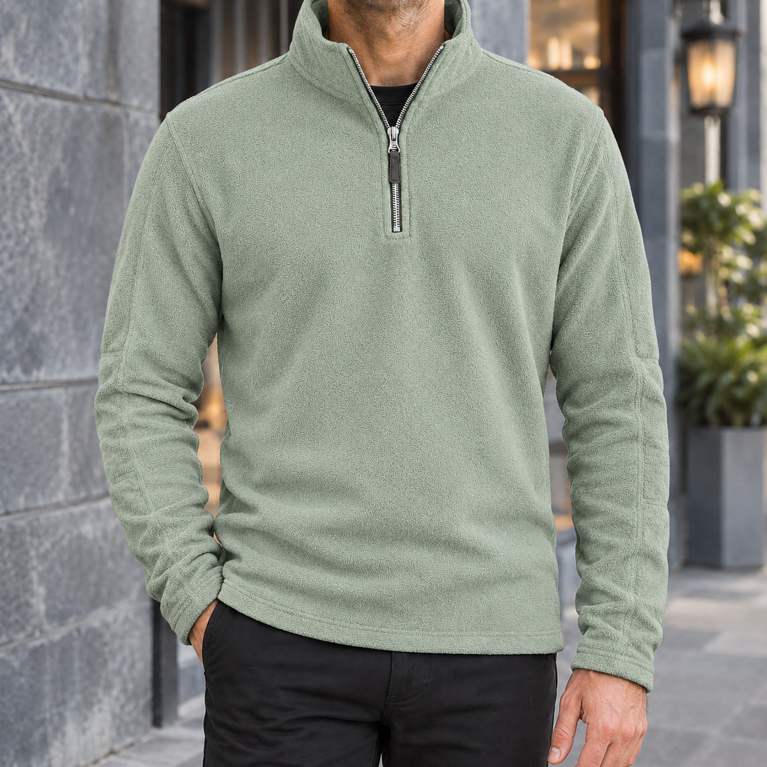 Hudson Fleece Pullover - Olive Green