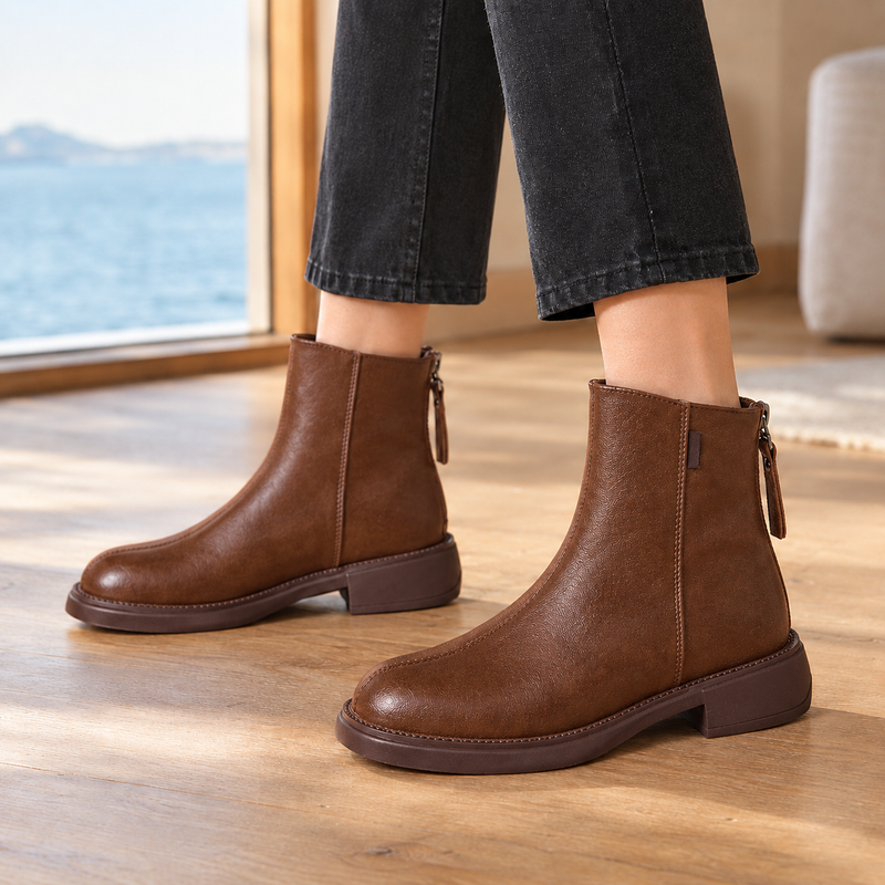 Grosseto-Lucca Leather Ankle Boots - Brown