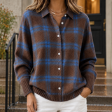 Angelique-Claire Plaid Overshirt - Dark Brown