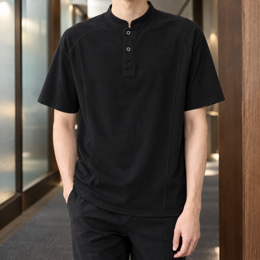 Charles Henley Shirt - Black