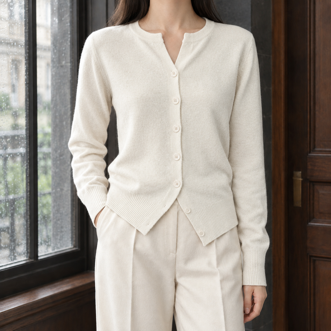 Cecilia Button Front Sweater - Off White