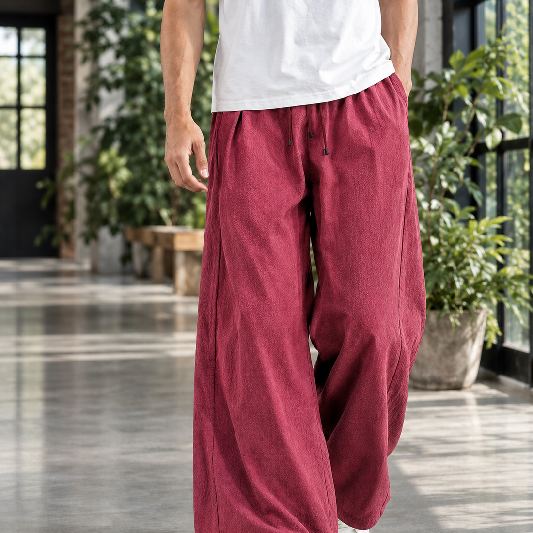 Oliver Wide Leg Pants - Wine Red