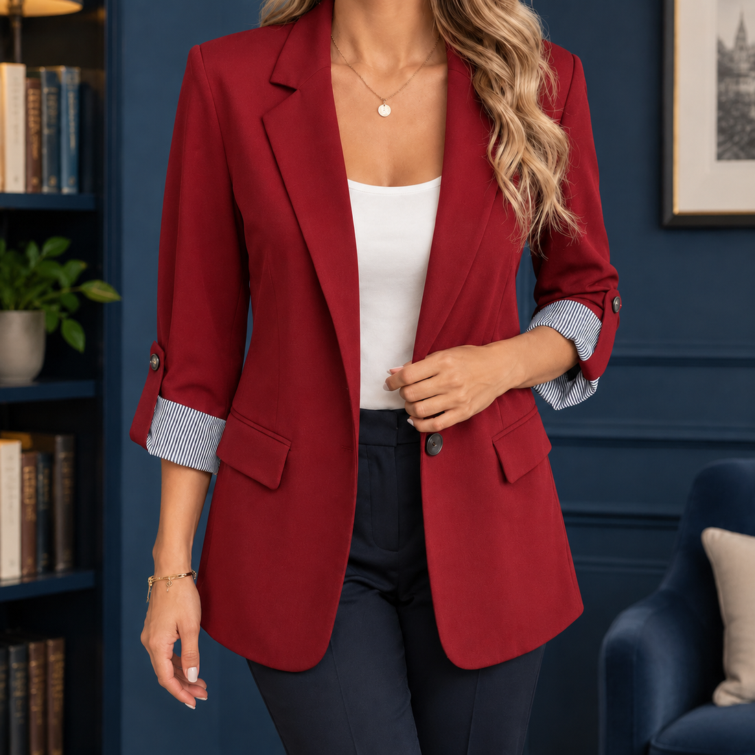 Dorothea Tailored Blazer - Crimson