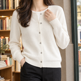 Jocasta-Jane Crewneck Cardigan - Milk White
