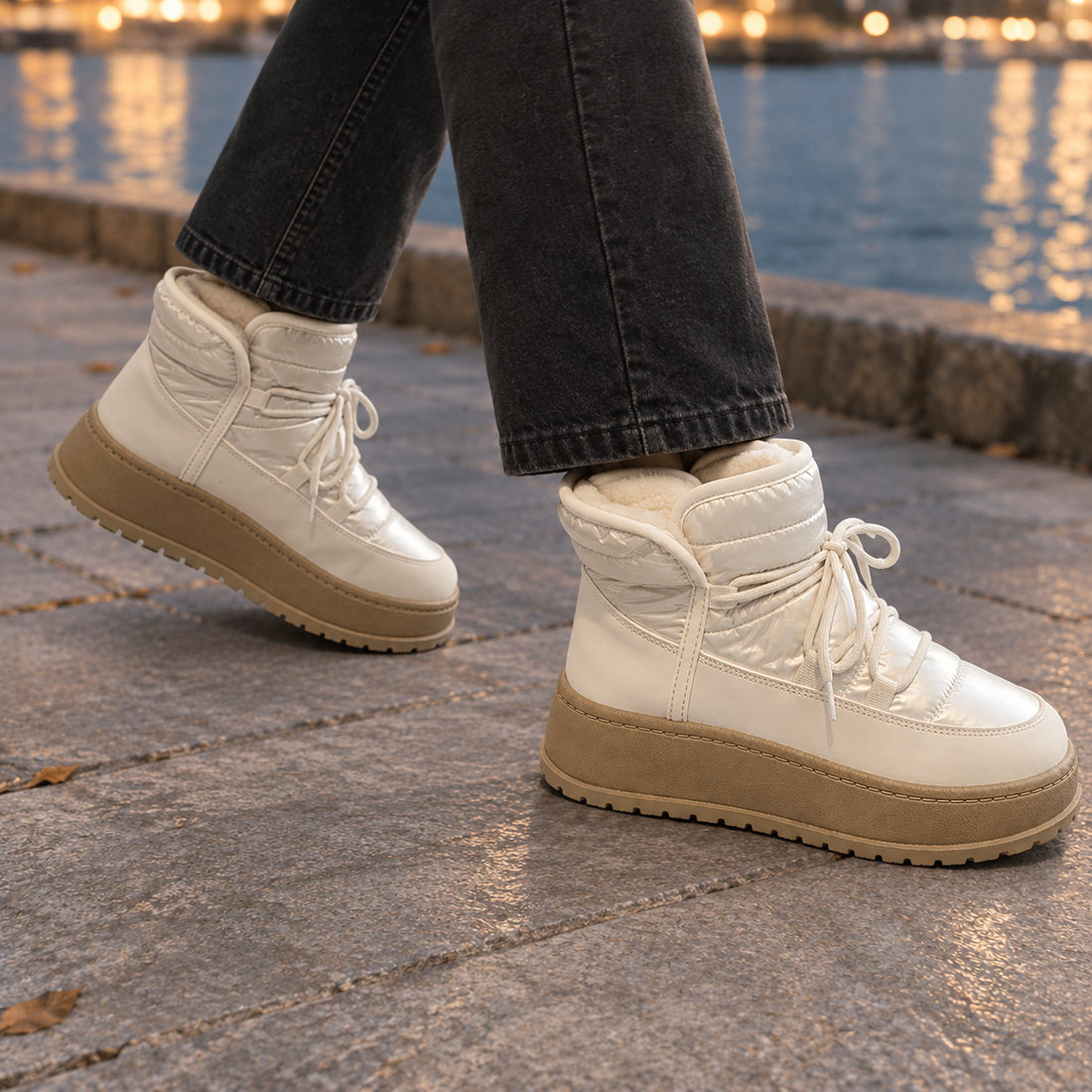 Leone-Garda Platform Boots - Beige