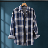 Dorian Relaxed Overshirt - Navy Blue Plaid